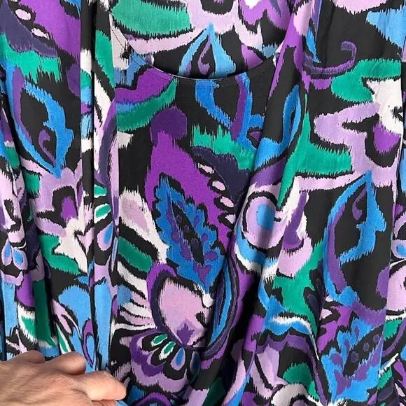 Susan Graver Top Womens Extra Large Purple Long Sleeve Layered Blouse Office - Picture 4 of 14